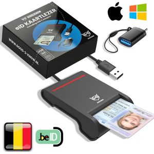 Good2know EID Kaartlezer - USB C en USB A - Identiteitskaartlezer - Card Reader - Identiteitskaart - E-ID Belgium - Rood Zwart