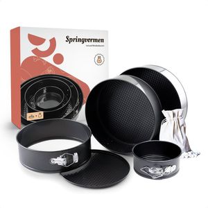 Broba Springvorm Set met Bakparels – Taartvorm Rond met Losse Bodem met Bakbonen – Cakevorm 12 18 24 28 cm – Bakvorm met Blindbakbonen – Bakblik met Blindbakvulling