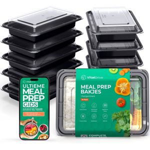 VitalDrive Meal Prep Bakjes - Magnetron Bakjes Met Deksel - Vershoudbakjes Set - Plastic Bakjes - 10 stuks