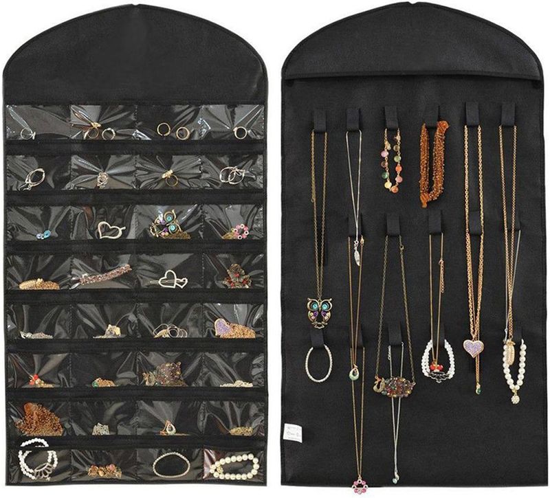 Sieraden Organizer - Zwart - Dubbelzijdig - 32 Transparante Vakjes
