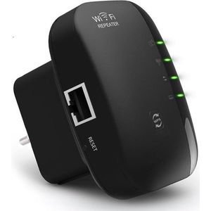 Gymston WiFi Versterker - Stopcontact - Met Internet Kabel - Zwart