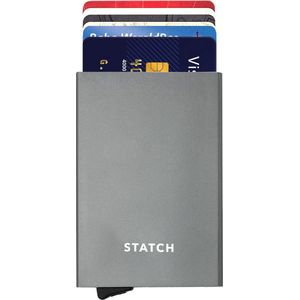 Statch Uitschuifbare Pasjeshouder - Aluminium Creditcardhouder / Kaarthouder  voor mannen en vrouwen - Anti-Skim / RFID Card Protector  7 tot 8 Pasjes - Grijs
