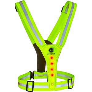 Reflecterend Sport Vest met Reflecterende Strepen en LED Verlichting Voor & Achterzijde – One Size – LED Safer - Hardloopvest met Elastische Banden Veilig Sporten en Zichtbaar in het Donker met Gymston