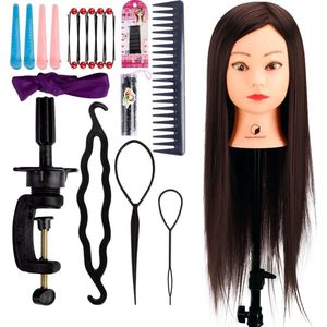 Desire of Goods - Oefenhoofd - Kastanjebruin - Kappershoofd - 70 cm - Met Tafelklem & Styling Accessoires