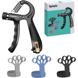 Bynatic Handtrainer Set - Grip Trainer voor Fitness - Verstelbare Handknijper - Knijphalter Gripper - Onderarm Trainer Set - Handgripper voor Pols & Vinger - Grip Strength Trainer Verstelbaar - Geschikt voor Man & Vrouw