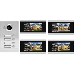 ID 4 knops buitenpaneel met 4 binnen-monitoren | Intercom | Video deurbel | IntercomDirect
