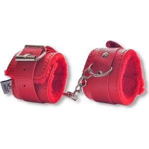 JT Products Bondage Handboeien Rood Erotiek Set voor BDSM - Seksspeeltjes - Lederen Handboeien & Metalen Ketting - Sex Toys