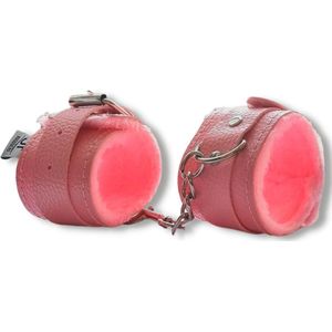 JT Products Bondage Handboeien Roze Erotiek Set voor BDSM - Seksspeeltjes - Lederen Handboeien & Metalen Ketting - Sex Toys