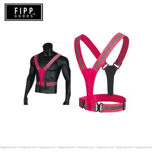 Fipp Goods® | Reflecterend hardloopvest met LED verlichting | Hardloophesje verstelbaar | Veiligheidshesje | Running Light | Roze