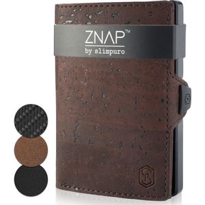 Slimpuro Znap Slim Wallet - 8 Pasjes - Muntvak - 8,9 X 1,5 X 6,3 cm (Bxhxd) RFID Bescherming - Bruin