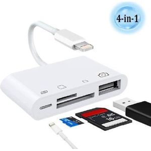 Apple iPhone / iPad Cardreader 4 in 1 - SD-Kaart / MicroSD kaart / USB / Lightning connector - Kaartlezer voor iPhone en iPad