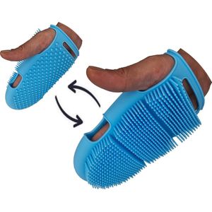 Blubs® – Washand – Badborstel – Dry brush – Scrubber – Lichaamsborstel – badborstel douche – Handschoen scrubber – Huidborstel – doucheborstel – bad- & doucheaccessoires – Doucheborstel washand – Siliconen borstel – Massage – Washandje – Blauw