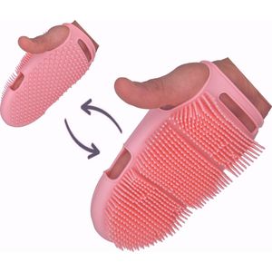 Blubs® – Washand – Badborstel – Dry brush – Scrubber – Lichaamsborstel – badborstel douche – Handschoen scrubber – Huidborstel – doucheborstel – bad- & doucheaccessoires – Doucheborstel washand – Siliconen borstel – Massage – Washandje – Roze