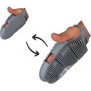 Blubs® – Washand – Badborstel – Dry brush – Scrubber – Lichaamsborstel – badborstel douche – Handschoen scrubber – Huidborstel – doucheborstel – bad- & doucheaccessoires – Doucheborstel washand – Siliconen borstel – Massage – Washandje – Grijs
