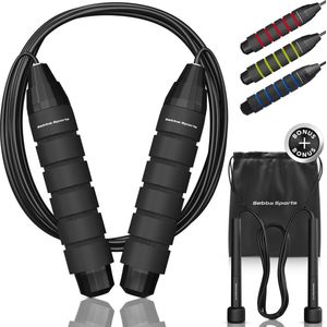 Sebba Sports - Professioneel Sport Springtouwen - Verstelbaar - Verzwaard - Zwart - Inclusief Speed Rope