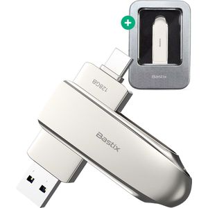 Bastix® USB C & A stick 128 GB - Geheugenstick USB - Flashdrive voor iphone - 3.0/3.2 Gen 1 - 440 MB/s download - 470 MB/s upload - iOS iPhone & Android-laptop compatibel