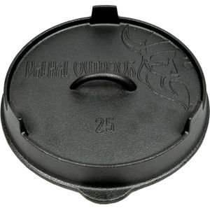 Valhal Outdoor - gietijzeren deksel voor skillet / koekepan 25cm - kan ook als grillpan gebruikt worden, VH.LID25