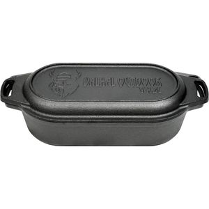 Braadpan Valhal Outdoor Gietijzer met Grill Deksel Ovaal 2 L