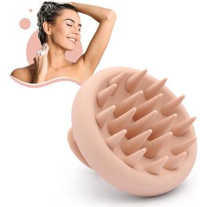 Scalp massage brush - Stimuleert haargroei- Siliconen Haarborstel - Shampoo Brush - Hair Brush- Haarverzorging - Anti Roos - Haargroei - Gezonde Hoofdhuid - Scrub - Beige