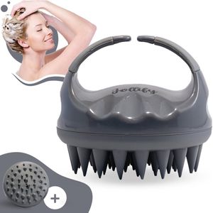 Jollify® Siliconen Haarborstel & Scalp Massager – Hoofdhuid Massage Borstels – Anti Roos Shampoo Borstel & Hoofdhuid Borstel  - Grijs