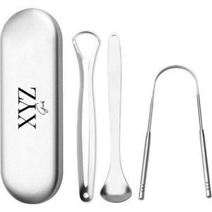 XYZ Goods - Tongschraper - Tongreiniger - Tongborstel - Mondverzorging - 4 Stuks - RVS - Duurzaam & Herbruikbaar