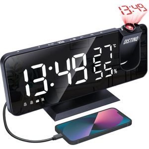 DistinQ Wekkerradio met Projectie en USB - Projectiewekker  - Weerstation temperatuur aanduiding - Snooze-functie