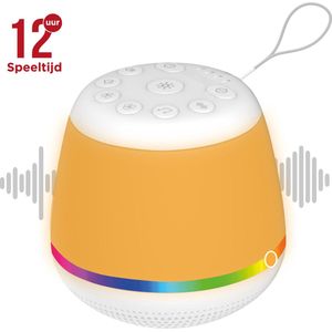 DistinQ White Noise Machine compact - Witte Ruis Slaaptrainer voor Baby - Slaaphulp met 8 verschillende kleuren LED verlichting en 29 rustgevende geluiden