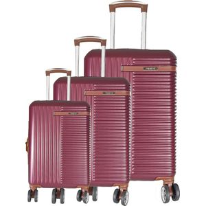 Tobeyz Premium Kwaliteit Kofferset met Beschermkoffer - 3 Delige Bordeaux Reiskoffer - Bordeaux Bagageset - Handbagage en Grote Koffer - Kan op 4 Wielen rijden - Stevig ABS - Lichtgewicht - Bordeaux Handbagage Koffer met Slot