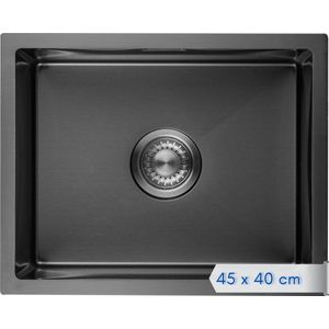 LOMAZOO Spoelbak Antraciet / Gun Metal  (45x40) – Spoelbak Keuken - Spoelbakken Keuken – Wasbak Keuken - RVS [LYNX]