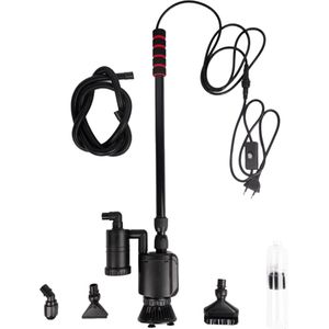 Aqqa 6 in 1 - Aquarium Stofzuiger - Bodemreiniger - Gravel Cleaner - Aquariumstofzuiger - Schoonmaakset - Glasreiniger- Elektrisch - Zwart