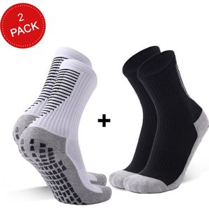 MyStand® Gripsokken Voetbal Unisex duo pack - Zwart + Wit (2 paar) - One Size