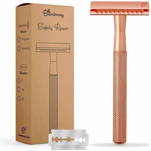 Bamboozy Safety Razor Rose Gold Goud voor vrouwen dames Double Edge Single Blade Zero Waste Scheren