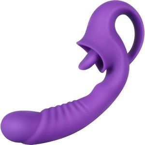 Erodit® double sensation 2 in 1 vibrator paars - likkende tong vibrator- lik vibrator- Anaal dildo -G-spot -clitoris vibrator– vibrators voor vrouwen- 10 modus - sex toys -seksspeeltjes - Erotiek voor vrouwen