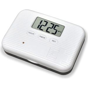 Pillbox -Medicijnalarm- pillendoos - 6 medicijnvakjes, - 5 tril en geluid -alarmen . grijze onderkant