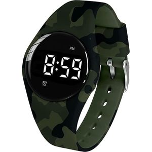 Herinnerings/alarmhorloge medicatie of plaswekker - kinderen- ouderen- slechthorende- beginnende Dementie- USB oplaadbaar - 15 alarmen - Camouflage Groen -rond