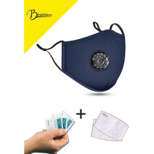 BestMen Mondkapje - Wasbaar en Herbruikbaar - Blauw