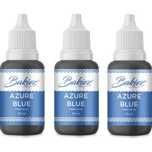 Bakiez® Voedingskleurstof Azure blauw - Kleurstof bakken - Kleurstof voor taart - Kleurstof voeding - 3 x 10 ml