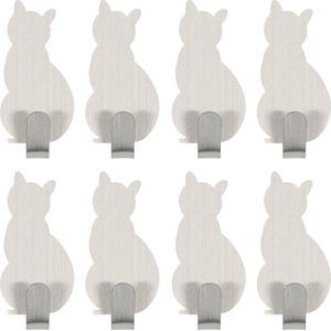 Moodcare® Zelfklevende Haakjes - Haakjes zelfklevend - Ophanghaakjes Zelfklevend – Kat - 8 stuks