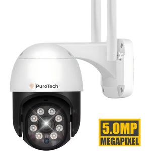 PuroTech Beveiligingscamera PRO - Buitencamera met Nachtzicht - Wifi Smart Waterproof IP66 - Draaibaar en kantelbaar - Voor Binnen & Buiten - Full HD 5MP - Dome IP Camera - Nachtzicht - Draadloos Internet - Met Recorder