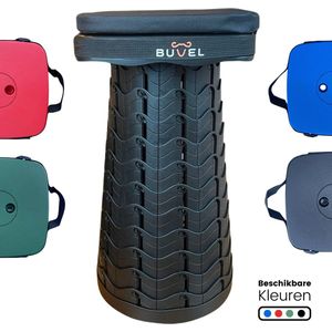 Buvel® Opvouwbare kruk - Kruk - Campingstoel - Inklapbaar - Telescopisch - Visstoel - Zwart - Vierkant - Met kussen