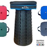 Buvel® Opvouwbare kruk - Kruk - Campingstoel - Inklapbaar - Telescopisch - Visstoel - Voetenbankje - Blauw - Vierkant - Met kussen