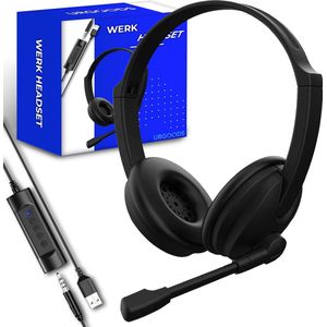 Headset met Microfoon voor Laptop en PC - Business Headset - Koptelefoon voor Video Bellen - USB