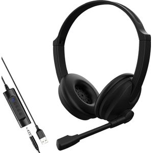 Headset met Microfoon voor Laptop en PC - Business Headset - Koptelefoon voor Video Bellen - USB