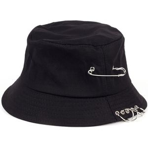 Bucket hat - Ringen - Dames - Heren - Zonnehoedje - Vissershoedje - Vissers Hoed - Zwart