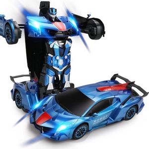 MEWAU 1:12 RC transformerende auto/robot - 2 in 1Afstand Bestuurbare Auto -Gebaar waarneming - Speelgoed Auto - Blauw