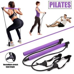 Pilates stick - Pilates Bar - Weerstandsband - Resistance band - Fitness elastiek - Fitness krachttraining - Fitness - Pilates - Binnen - Buiten - Full body workout - Paars- Verstelbare stretch touw  lengte