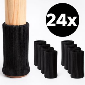 24x Stoelpoot beschermers - Doppen - Zwart