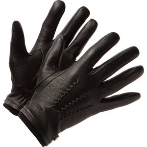 Leren Handschoenen Heren - Stevig en Warm - Thermo Handschoenen Winter Outdoor - Model James - Zwarte Handschoenen Gevoerd voor Mannen - Wollen Voering - Maat L