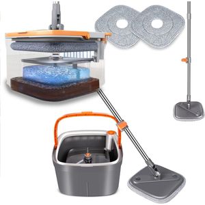 Levanda® - Schoonwater - Dweilsysteem Met Wringer - Mop met slimme emmer - Dweilset - incl. Emmer En Steel - Vloerreiniger voor elke vloer - Zelfreinigende vloerwisser - Dweilstok - Complete Dweilset - 2 microvezel doeken