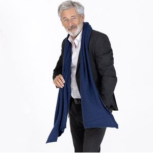 Pashmina Shine-Blauw-Cashmere-Sjaal Dames-Sjaal Heren-200*70 cm-Made In Italy-Sjaals Dames-ModeSjaal-Sjaals